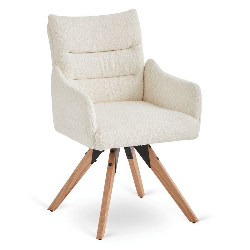 Krzesło Mebel Elite WILLA Obrotowe Kubełkowe Tapicerowane Do Jadalni Salonu Kremowe 1 szt