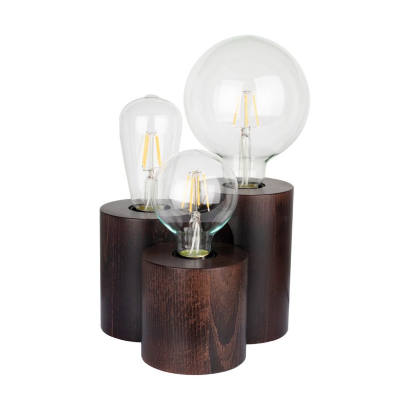 Drewniana Lampa Stołowa SPOT Light Round 3xE27 Max.15W Drewno Bukowe Orzechowe FSC, Polski Producent, 1 szt.