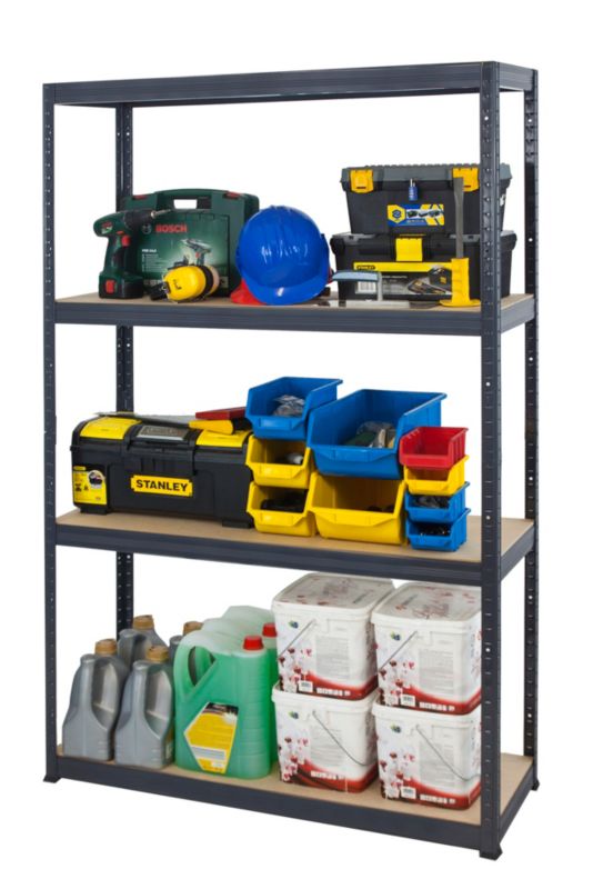 Regał metalowy MODO24 magazynowy garażowy grafit premium helios 180x180x30cm 4 półki po 275 kg 1 szt.