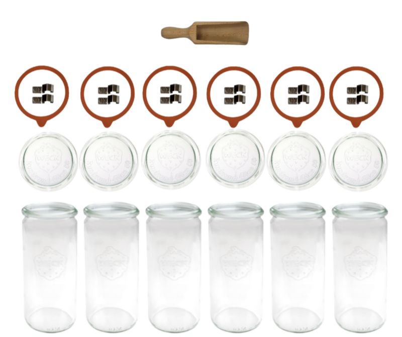 Słoiki MODO24 Weck 1040 ml fi 80 cylinder szklane wieka gumki 6 kpl.