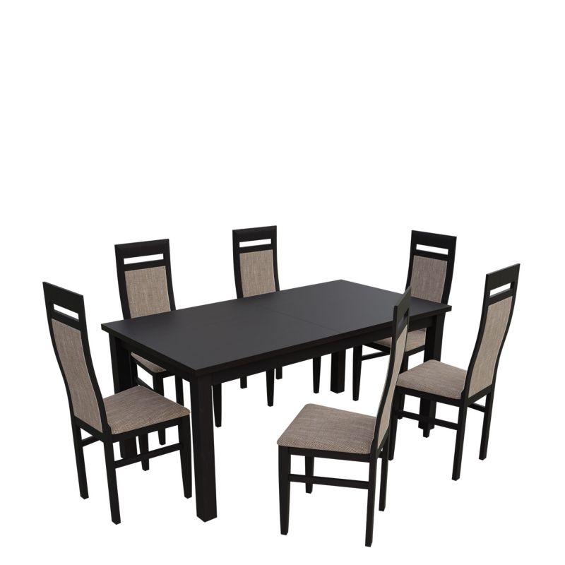 Zestaw RO24 MIRJAN 24 Stół rozkładany S18-L 80x160/200 + 6 krzeseł K70 wenge + jasny brąz 1 kpl.