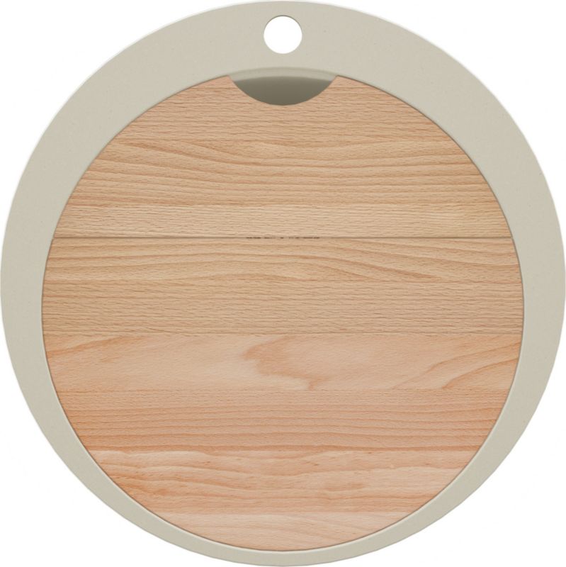 Zlewozmywak Okrągły Piza Max PRIMAGRAN Nablatowy 53x53cm do szafki od 50cm, Beżowy + Syfon + Deska, S040, 1 szt.