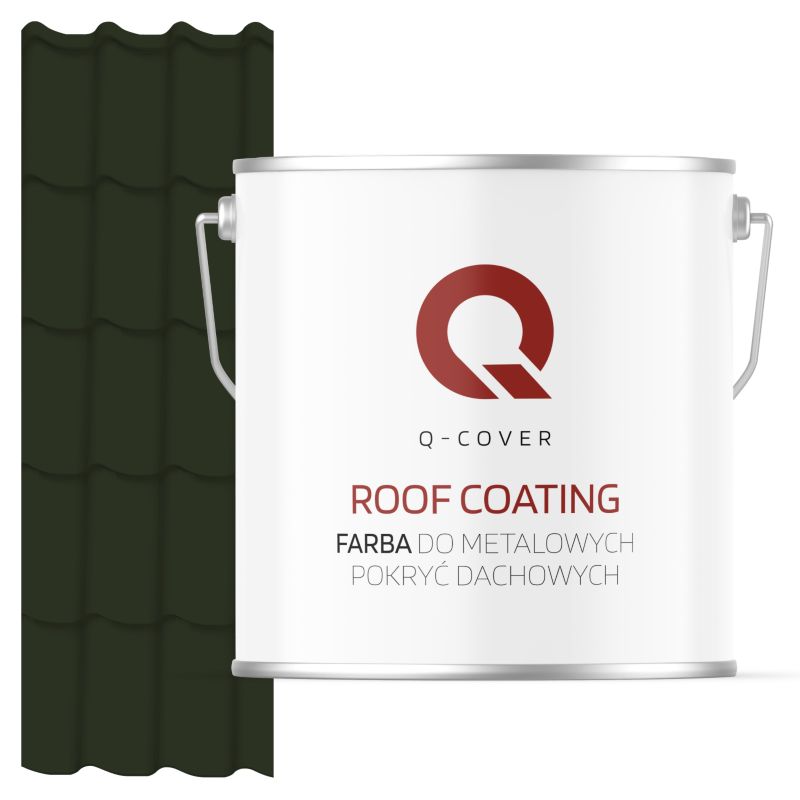 Farba do Metalowych Pokryć Dachowych Q-Cover Butelkowa zieleń RAL6007 Wysoki Połysk 5L