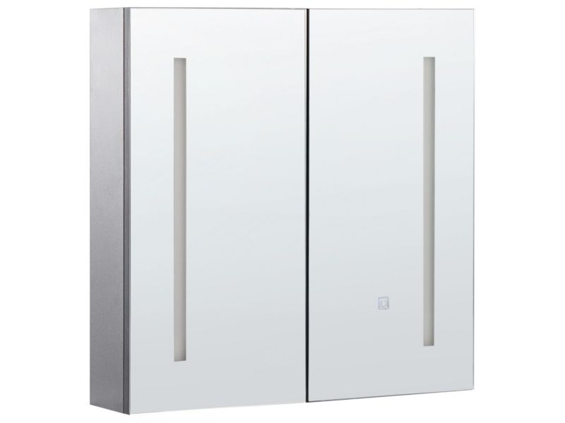 Szafka wisząca łazienkowa z lustrem LED Chabunco 60 cm Czarny 1 szt.