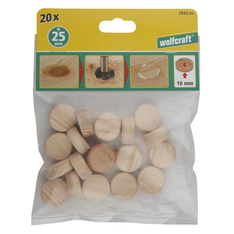Zaślepki / fleki drewniane Wolfcraft Gmbh 2942000 25 mm 20 szt.