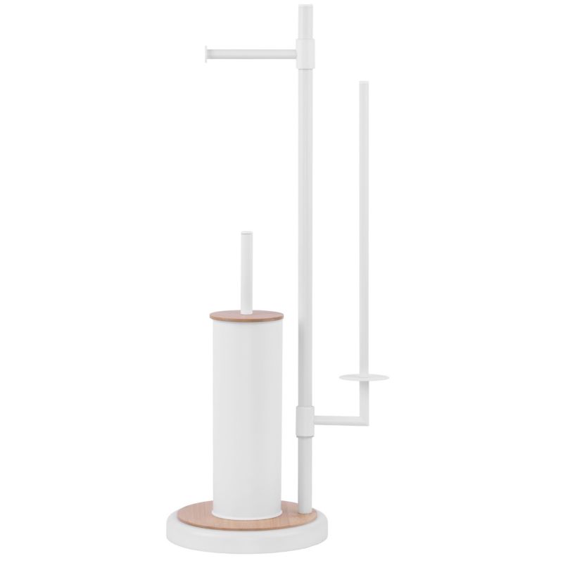 Stojak SISU Yoka Home na papier toaletowy i szczotkę WC 3w1 biały z bambusem - 1 szt.