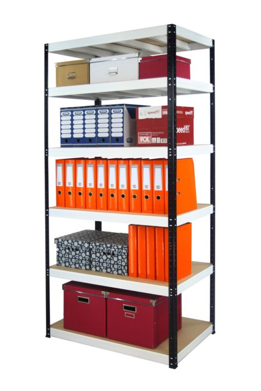 Regał metalowy MODO24 magazynowy czarno-biały helios 213x120x35cm 6 półek po 275 kg 1 szt.