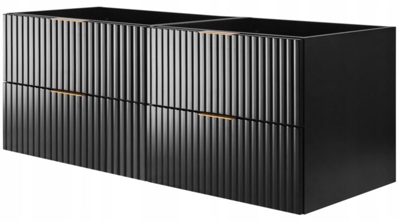 Wisząca Szafka Łazienkowa Furnidea 120 cm czarny mat ryflowana 4 szuflady Flow 1 szt.