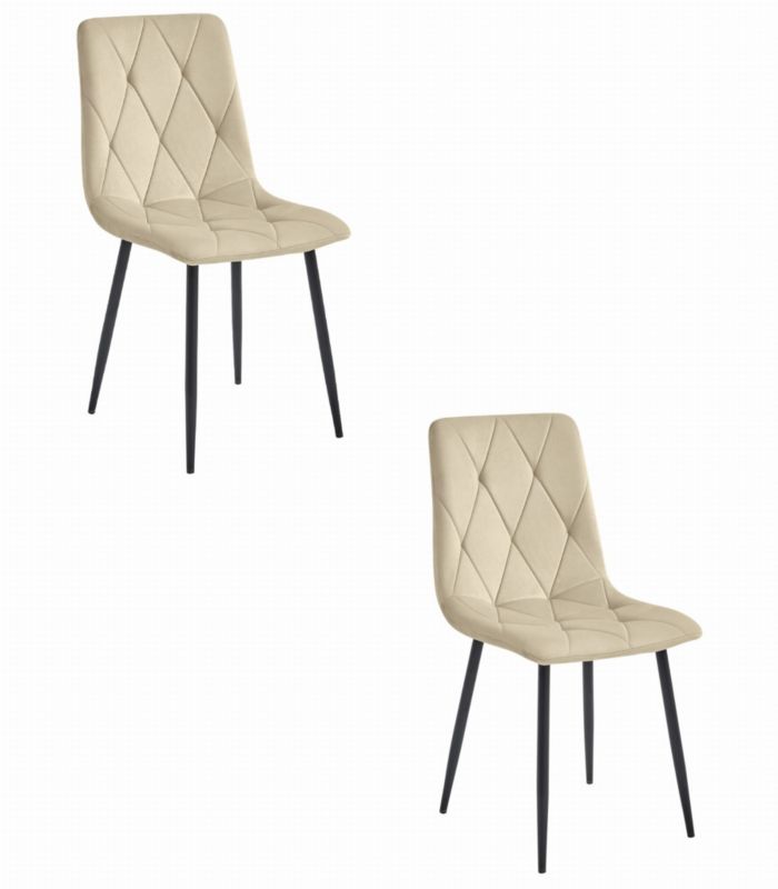 Krzesło EDANTI, jasny beż aksamit, nogi czarne 2 szt.