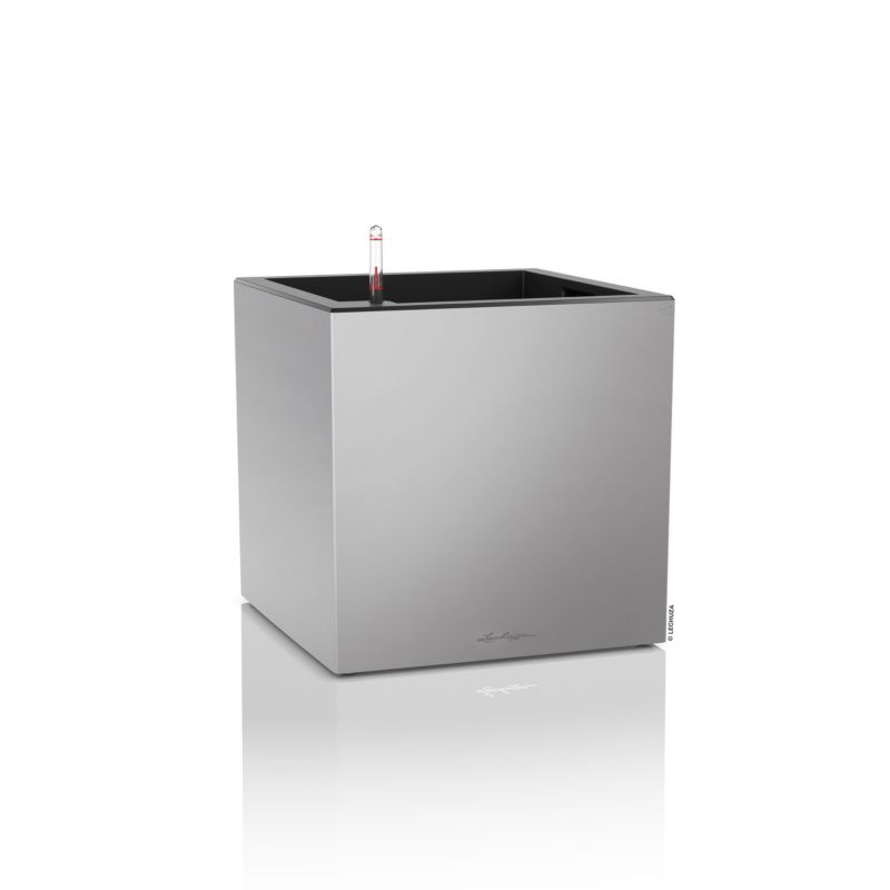 Doniczka Lechuza Do Domu Ogrodu CANTO Kostka 40 Srebrny Metalik 1 szt