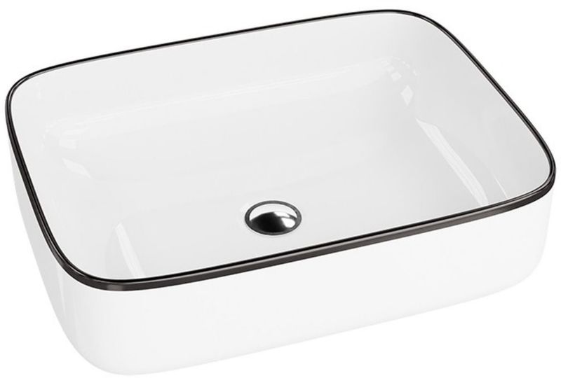 Umywalka nablatowa LaVita Galera 50,5x40 biały połysk/czarny, prostokątna, ceramika, 1 szt.