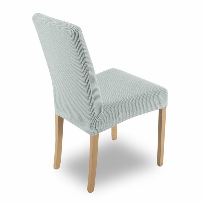 Pokrowiec 3 na krzesło Eurofirany 35x30x55 cm srebrny o strukturze kratki nie wchłaniający wilgoci 1 szt.