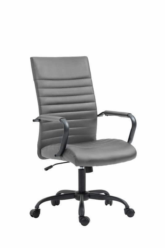 Fotel biurowy Sorpreso INTESI fotel ergonomiczny obrotowy szary ekoskóra nowoczesny z podłokietnikami do biura 1 szt.