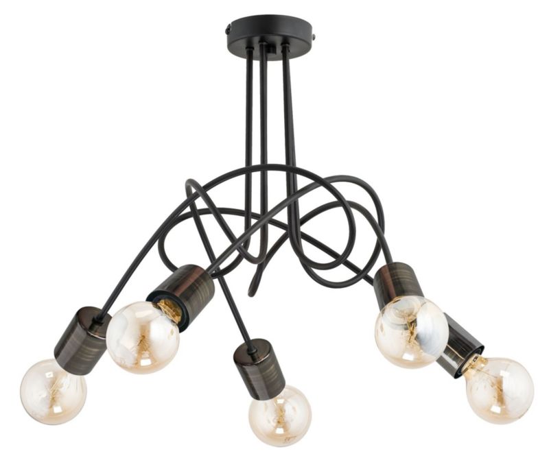 Lampa sufitowa Alfa Tango czarna wym: 44 x 56 x 56 cm 5xE27 x 15W 1 szt.