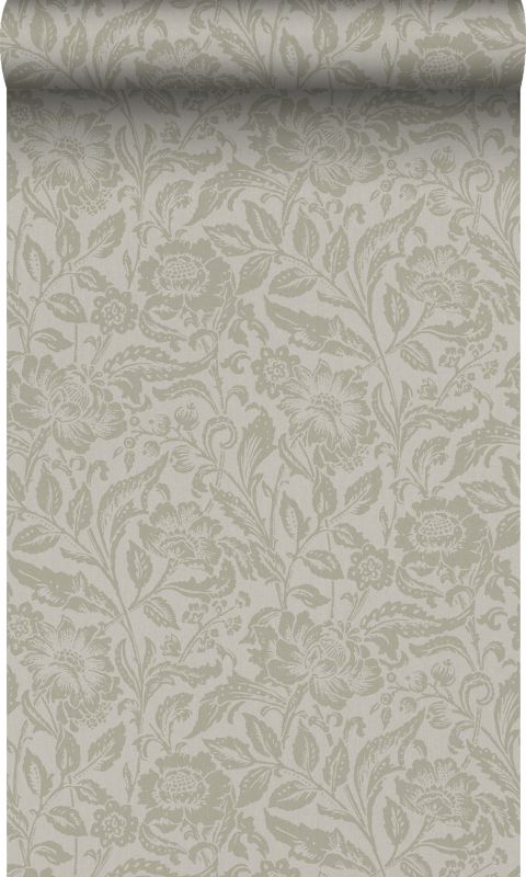 Tapeta Origin Wallcoverings kwiaty jasny brąz 53 cm x 10.05 m - 1 rol.
