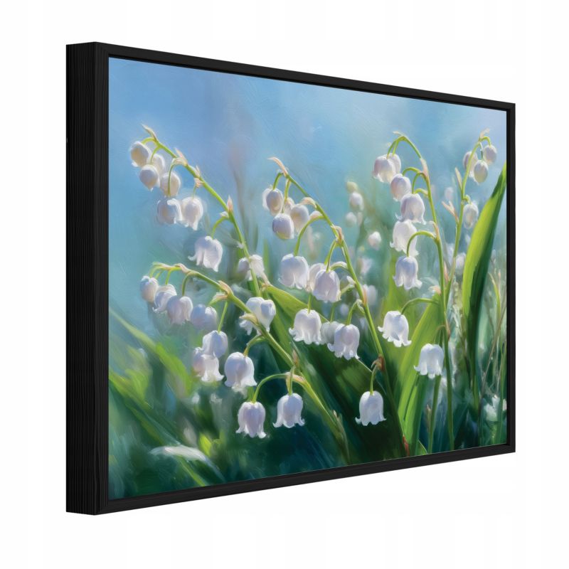 Obraz W Ramie WALLARENA Do Sypialni Salonu Na Płótnie Kwiaty Przebiśniegi Natura Zielony 100x70 cm PPR16337O1 1 szt.