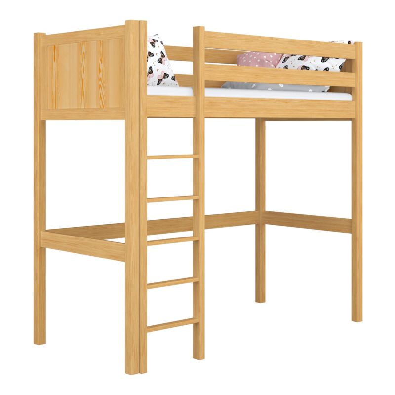 Drewniane łóżko N-WOOD na antresoli N06 sosna naturalna 100x180 1szt.