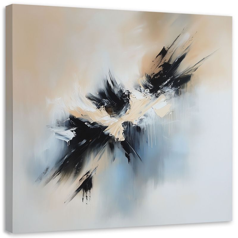 Obraz do salonu sypialni Feeby Abstrakcja beżowy czarny jak malowany 50x50cm 1szt