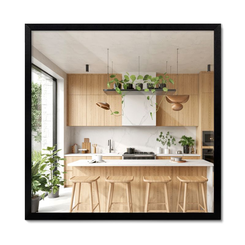 Lustro Kwadratowe ArtPrintCave 50 x 50 cm Wiszące w Czarnej Ramie Dekoracyjne do Salonu Łazienki Sypialni 1 szt.