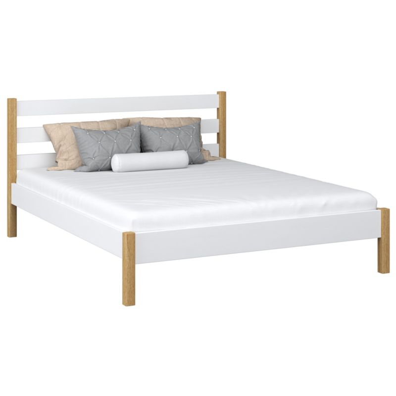 Drewniane łóżko N-WOOD podwójne N01 biało dębowy 160x200 1szt.