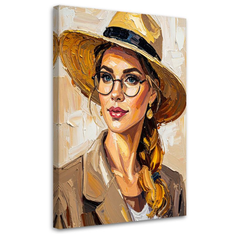 Obraz do sypialni salonu Feeby Portret Kobiata w kapeluszu 60x90cm 1szt
