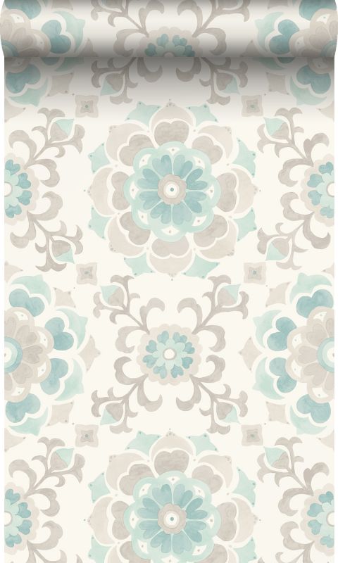 Tapeta Origin Wallcoverings suzanne kwiaty seledynowym 53 cm x 10.05 m - 1 rol.