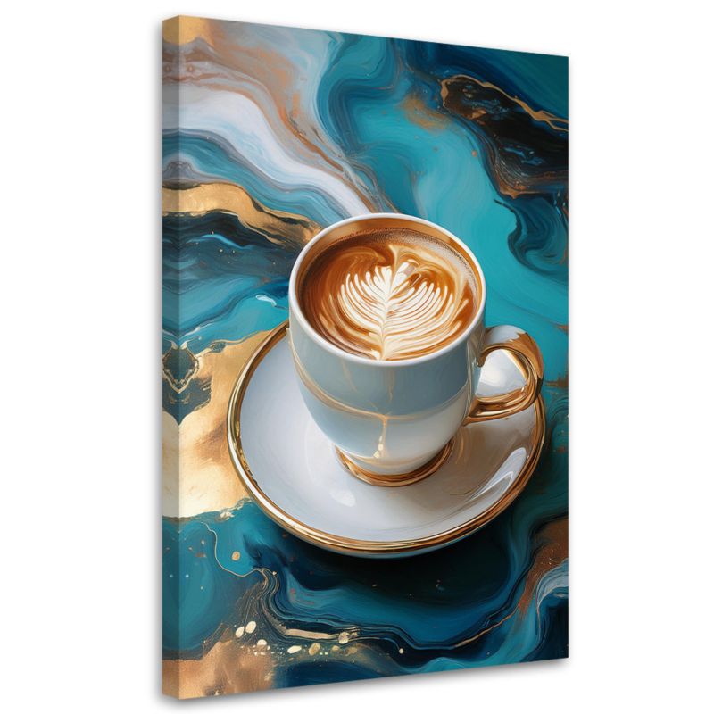 Obraz na płótnie Feeby Filiżanka kawy Turkusowy Marmur 60x90cm 1szt