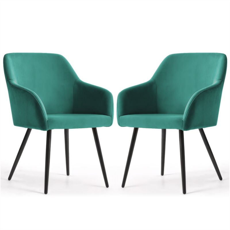 Welurowe krzesło tapicerowane gładkie AKORD Butelkowa Zieleń ESTELLE Czarne nogi 2 szt.