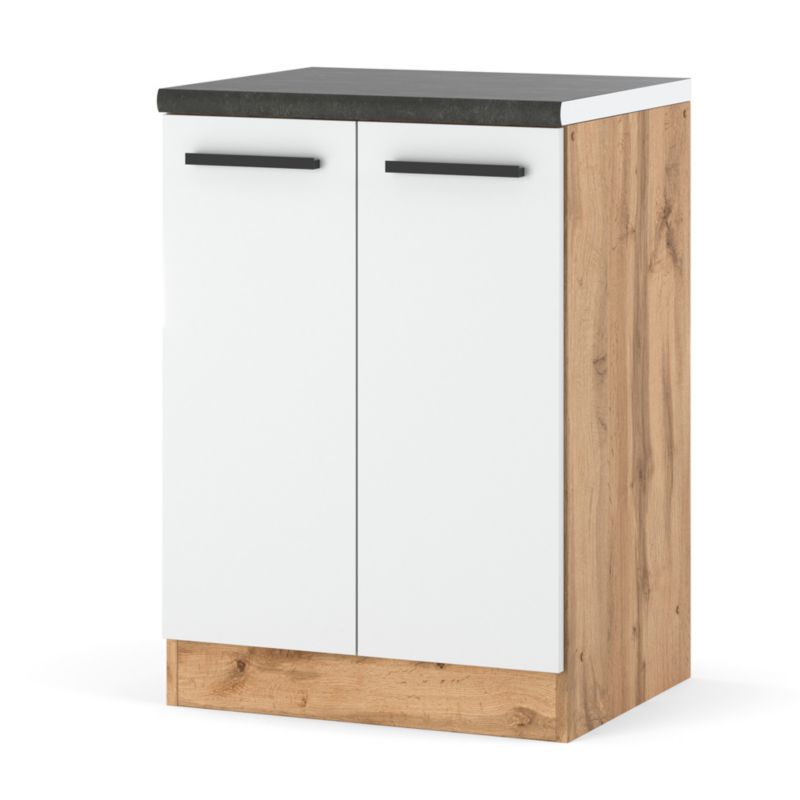 Szafka Kuchenna Hurtownia-Mebli Stojąca Blanka dolna D60 60cm Dąb Wotan Biały Mat 60x47x85 cm 1szt.