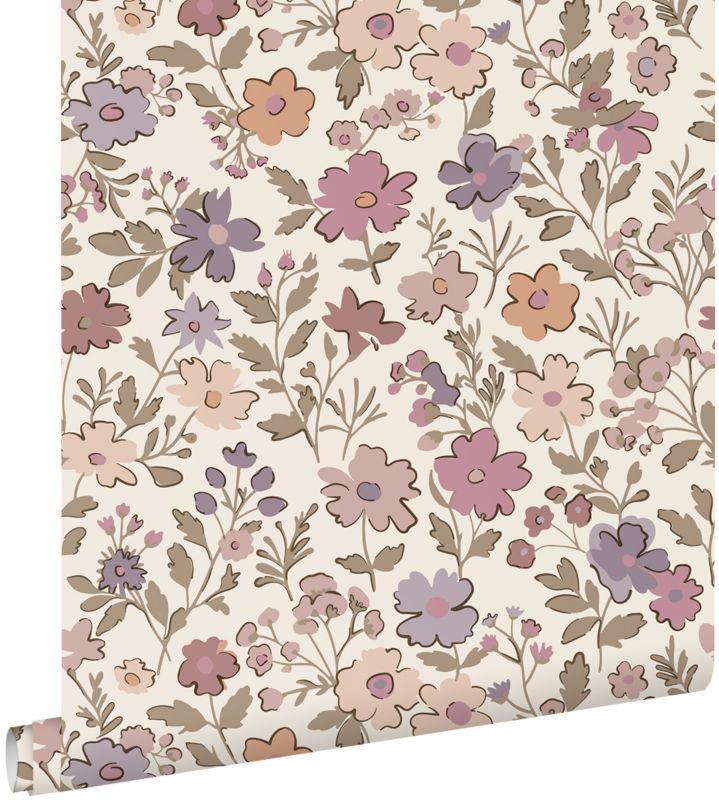 Tapeta ESTAhome kwiaty fioletowym,różowymIbiałym 53 cm x 10.05 m - 1 rol.