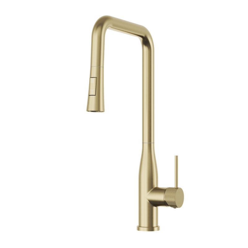 Bateria kuchenna złoto szczotkowane Granitan vector z wyciągana wylewka Kran stojący 2 funkcje 1 szt.