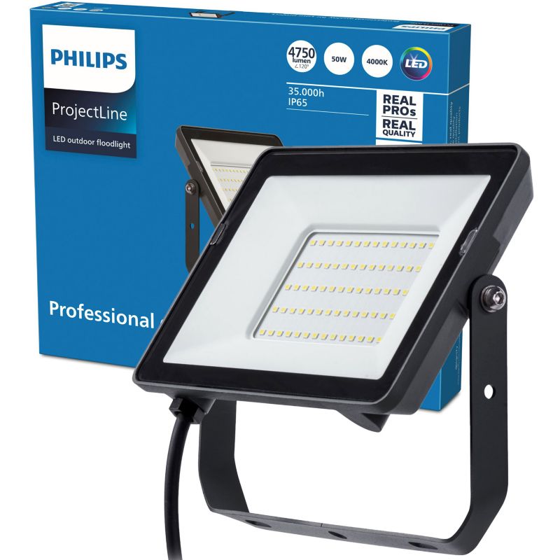 Naświetlacz LED Philips Lampa Reflektor 50W 4750lm 4000K IP65 Czarny 1 szt.