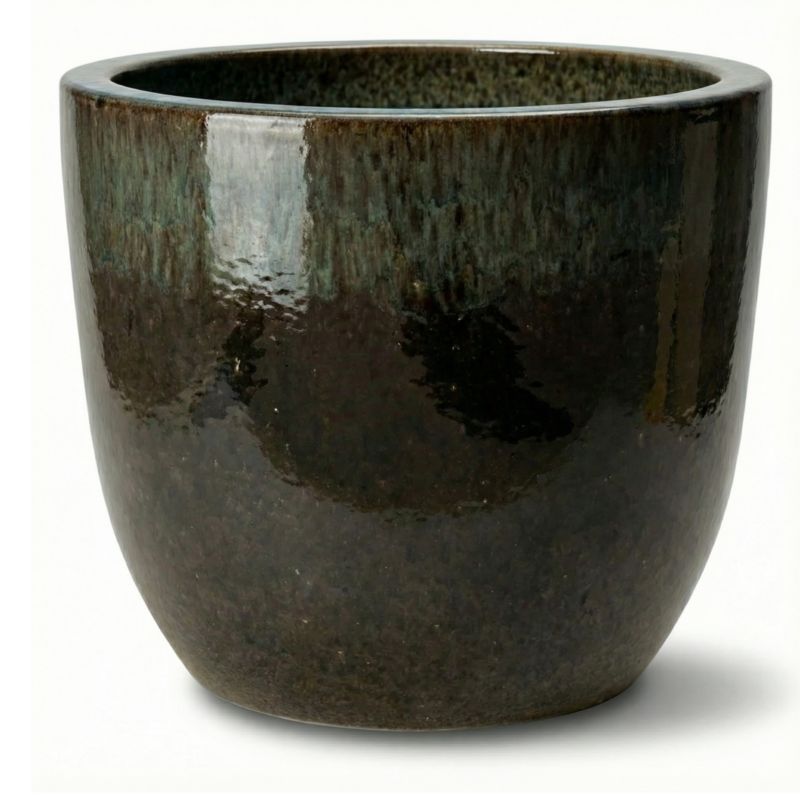 Doniczka ceramiczna Provencelia LANCELOT szkliwiona mrozoodporna 21 x 19 cm Czarno-zielony 1szt