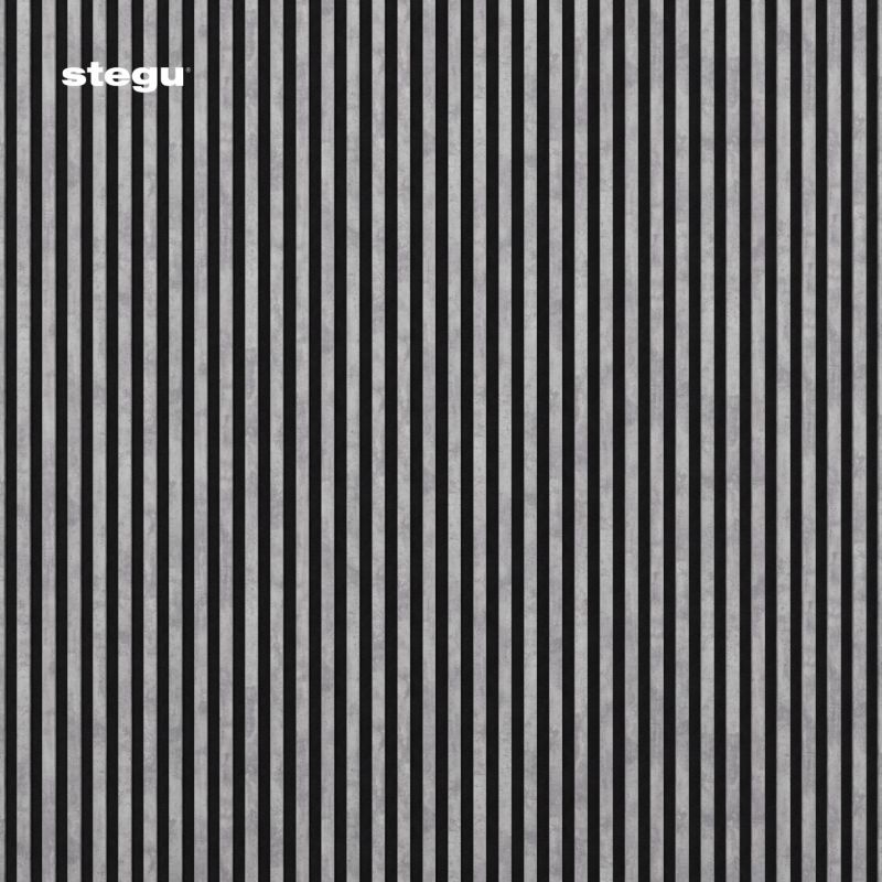 Lamele ścienne na czarnym filcu Stegu Linea Acoustic Proline, szare 120x60 cm panele akustyczne 1 szt.