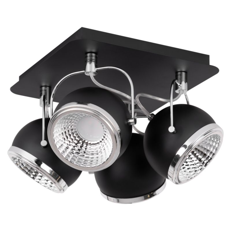 Lampa Sufitowa SPOT Light 4xGU10 LED 6W Klasyczna Czerń w Industrialnym Stylu, Polski Producent, 1 szt.