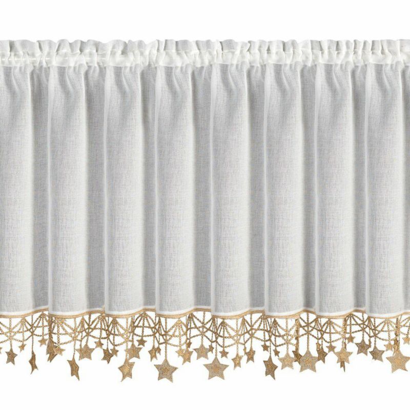 Zazdrostka Świąteczna Eurofirany 60X150 Cm Biała Złote Gwiazdki 1 szt.