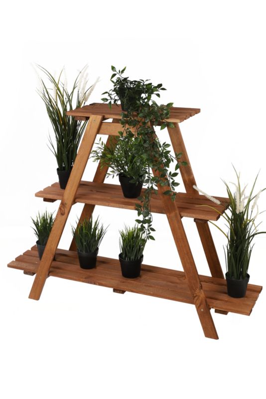 Kwietnik drewniany MODO24 stojak do ekspozycji 79 x 101 x 26 cm impregnowany brązowy 1 szt.