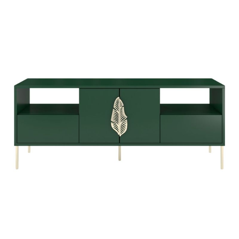 Zielona komoda RTV Skandica MERLIN ze złotymi dodatkami 1 szt.