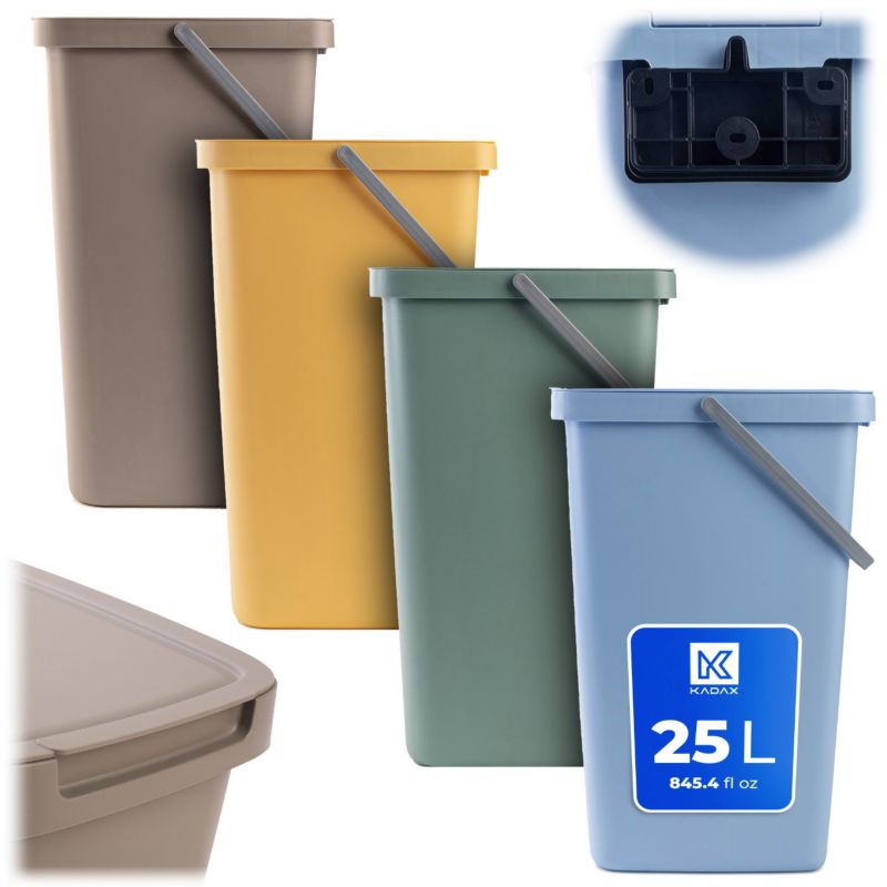 Kosz na śmieci KADAX do segregacji podwieszany wolnostojący 25L, kolor mix 4 szt.