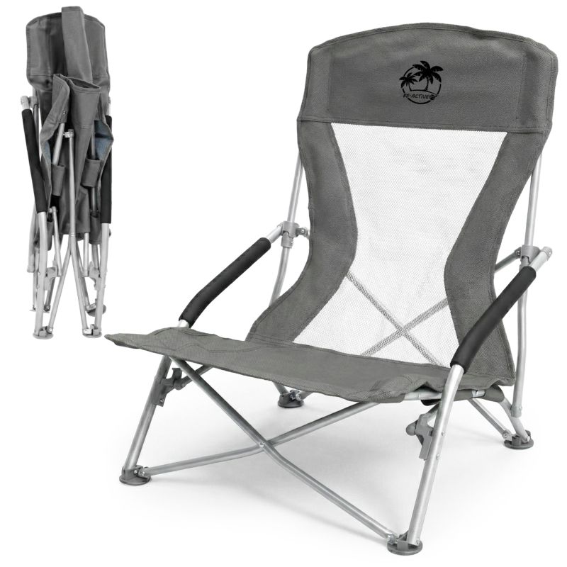 Krzesło turystyczne Be-active.pl fotel wędkarski na kemping plaże ryby szare 1 szt.