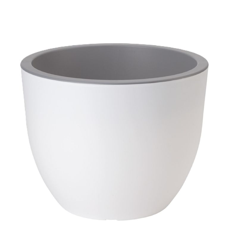 Doniczka okrągła Form plastic Muna dwukolorowa biały/beton 35 cm 1szt