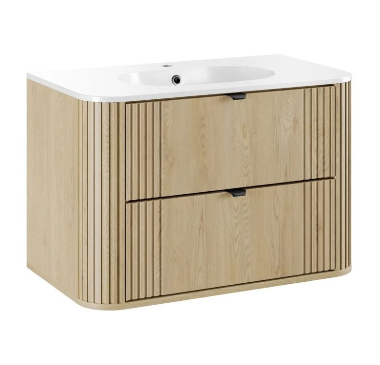 Szafka pod umywalkę Comad OVALIA CREMONA 2S 80cm dąb cremona z umywalką wpuszczaną PURE 1 szt