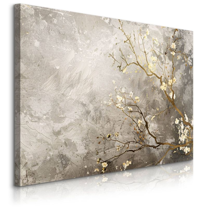 Obraz Muralo Beton Abstrakcja Kwiaty Rośliny Natura 90x60 cm 1 szt.