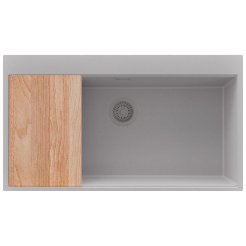 Zlewozmywak Oslo PRIMAGRAN Nablatowy 88x50cm do szafki od 90cm, Szary + Syfon + Deska, S713, 1 szt.