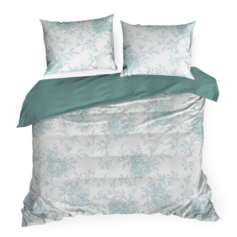 Pościel SPRING/85 Eurofirany hortensja mięta 160x200 cm satyna bawełniana 1 kpl.