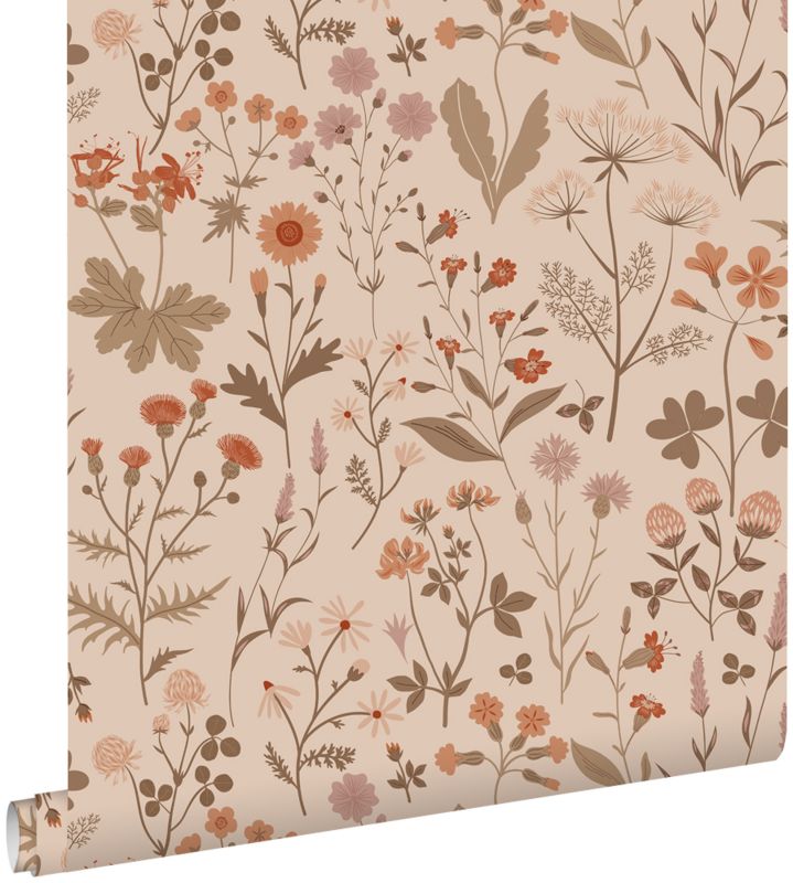 Tapeta ESTAhome kwiaty polne terakoty różowej 53 cm x 10.05 m - 1 rol.