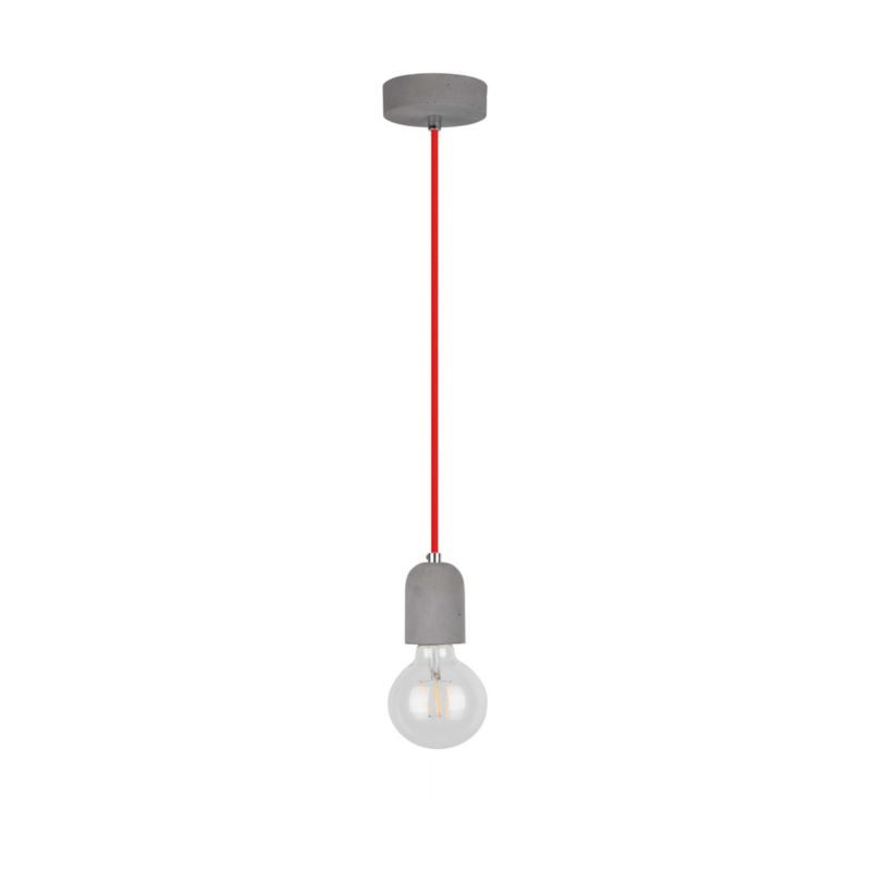Lampa Wisząca SPOT Light 1xE27 Max.60W Szary Beton z Akcentem Czerwieni, Polski Producent, 1 szt.