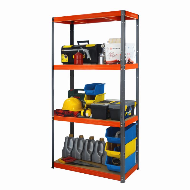 Regał metalowy MODO24 magazynowy garażowy grafitowo-pomarańczowy helios 180x100x30cm 4 półki po 175 kg 1 szt.