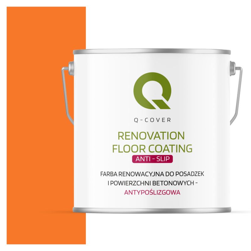 Farba Antypoślizgowa do Posadzek i Powierzchni Betonowych Renowacyjna Q-Cover Pomarańczowy Pastelowy RAL2003 5L