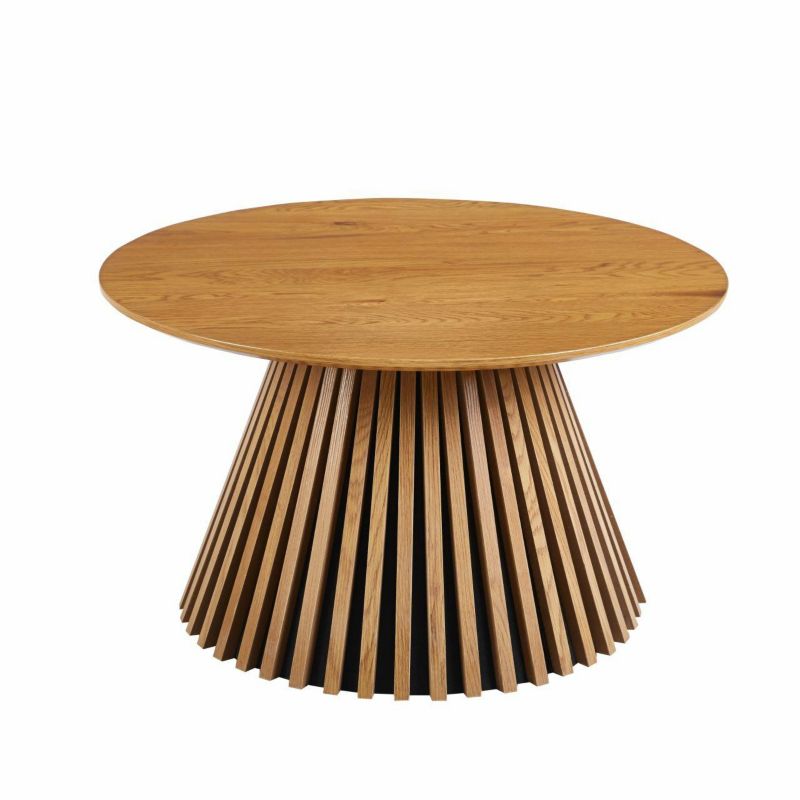 Stolik kawowy Kyoto INTESI stolik okrągły nowoczesny dąb 80 cm styl skandynawski do salonu 1 szt.